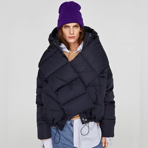 Zara Quilted Jacket with Scarf - Picture 1 of 7